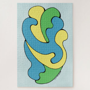 Umarmungskurven (Gelb, Blau, Grün) Puzzle