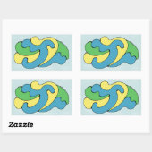 Umarmungskurven (Gelb, Blau, Grün) Rechteckiger Aufkleber (Blatt)