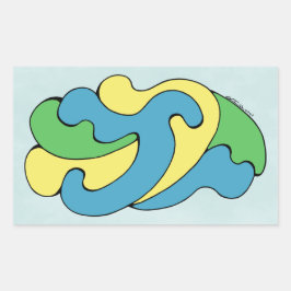 Umarmungskurven (Gelb, Blau, Grün) Rechteckiger Aufkleber