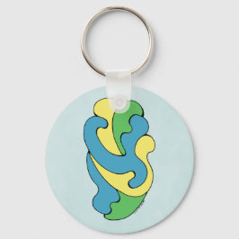 Umarmungskurven (Gelb, Blau, Grün) Schlüsselanhänger