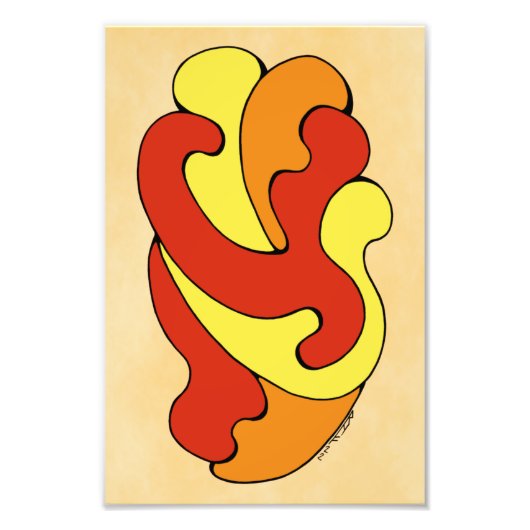 Umarmungskurven (Gelb, Rot, Orange) Fotodruck (Vorne)
