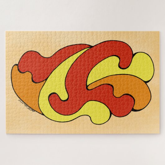 Umarmungskurven (Gelb, Rot, Orange) Puzzle (Horizontal)