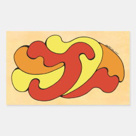 Umarmungskurven (Gelb, Rot, Orange) Rechteckiger Aufkleber