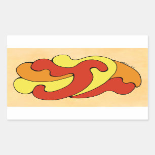 Umarmungskurven (Gelb, Rot, Orange) Rechteckiger Aufkleber