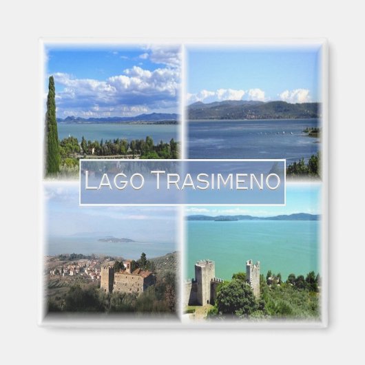 UMB001 LAKE TRASIMENO, Mosaik, Umbrien, Kühlschran Magnet (Vorne)