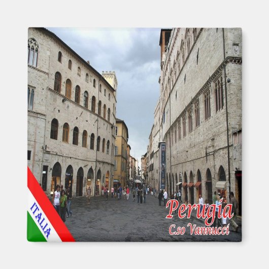 UMB016 PERUGIA, Corso Vannucci, Umbrien, Kühlschra Magnet (Vorne)