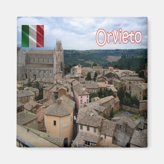 UMB019 ORVIETO, Luft View, Umbrien, Italien, Kühls Magnet (Vorne)