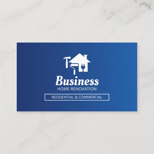 Umbau eines modernen Blue Zuhause Renovation Contr Visitenkarte (Rückseite)