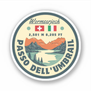 Umbrailpass Italien-Schweiz-Grenze Alpen Aufkleber