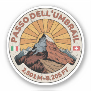 Umbrailpass Italien-Schweiz Grenze Alpen Aufkleber