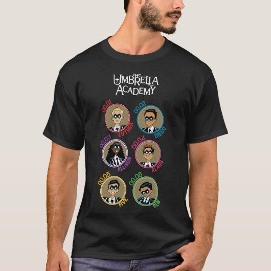 UMBRELLA ACADEMY ALL CHARACTERS CARTOON (FARBEN) C T-Shirt (Vorderseite)