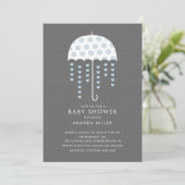 Umbrella Baby Boy Dusche Einladung (Stehend Vorderseite)