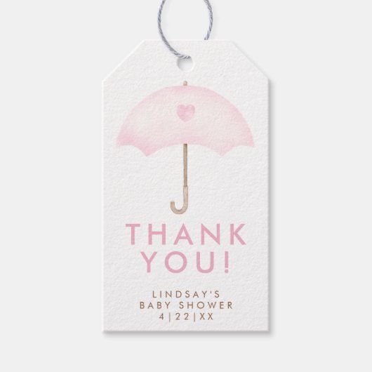 Umbrella Baby Dusche Geschenkanhänger (Vorderseite)