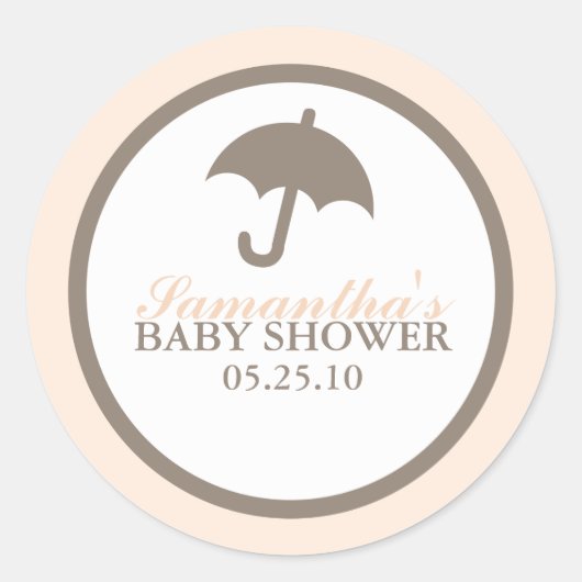 Umbrella Baby Dusche Runder Aufkleber (Vorderseite)