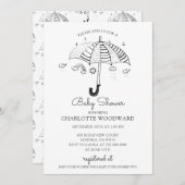 Umbrella Baby Shower Einladung (Vorne/Hinten)