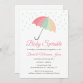 Umbrella Baby Shower Einladung Es ist ein Mädchen (Vorne/Hinten)