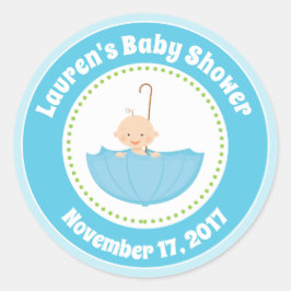Umbrella Baby Shower Gefallen Stickers Blue Baby B