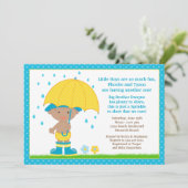 Umbrella Baby Sprinkle Dusche African American Boy Einladung (Stehend Vorderseite)