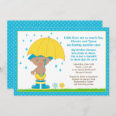 Umbrella Baby Sprinkle Dusche African American Boy Einladung (Vorne/Hinten)