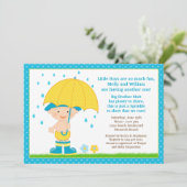 Umbrella Baby Sprinkle Dusche Blau für Junge Einladung (Stehend Vorderseite)