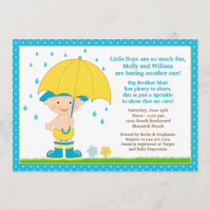 Umbrella Baby Sprinkle Dusche Blau für Junge Einladung