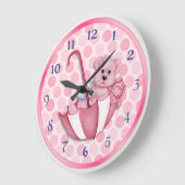 Umbrella Bear Pink Große Wanduhr (Winkel)