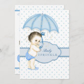 Umbrella Boy Sprinkle Babydusche Einladung (Vorne/Hinten)