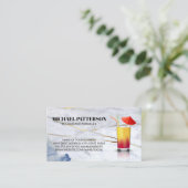 Umbrella Cocktail | Blauer Goldmarmor Visitenkarte (Stehend Vorderseite)