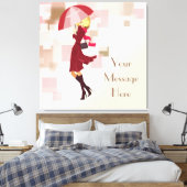 Umbrella Fashion Model Wrapped Canvas Leinwanddruck (Insitu (Schlafzimmer))