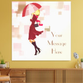 Umbrella Fashion Model Wrapped Canvas Leinwanddruck (Insitu (Wohnzimmer))