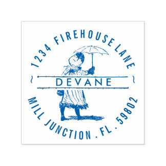 Umbrella Girl Self-Inking Rücksendeadresse Briefma Permastempel