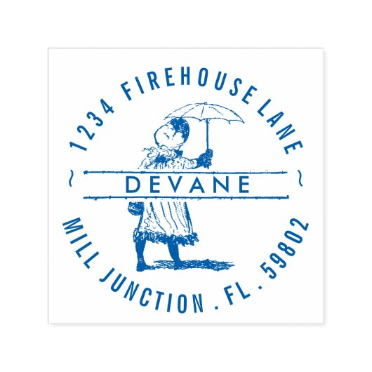 Umbrella Girl Self-Inking Rücksendeadresse Briefma Permastempel (Design)