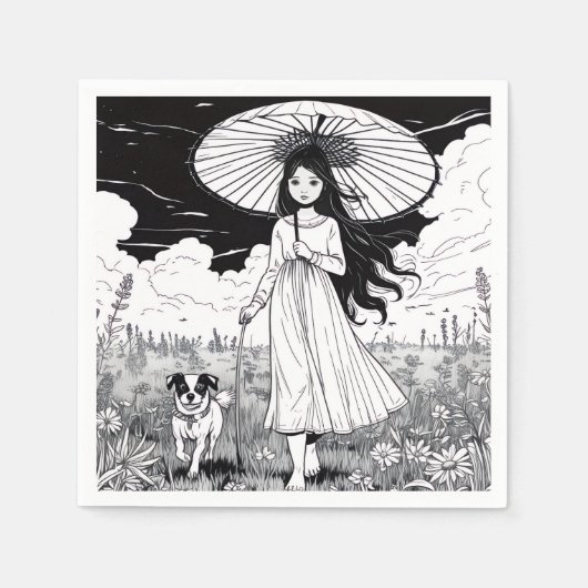 Umbrella Girl Serviette (Vorderseite)