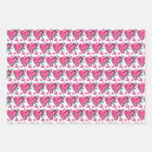 Umbrella Girl Watercolor Herz-Blume Muster Geschenkpapier Set (Vorderseite 2)