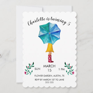 Umbrella Girl Watercolor Herz Feiertagskarte