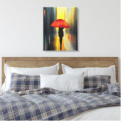Umbrella in Red Canvas Print Leinwanddruck (Insitu (Schlafzimmer))