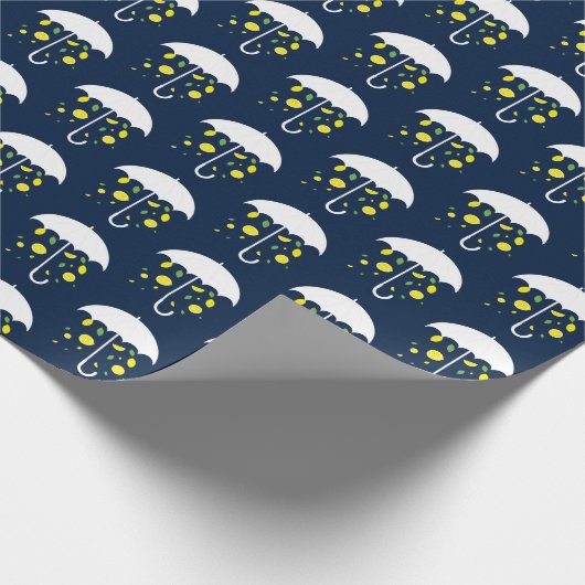 Umbrella lächelnd Lemons Blue Geschenkpapier (Ecke)