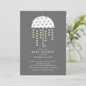 Umbrella Neutral Baby Dusche Einladung (Stehend Vorderseite)