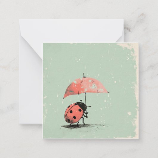 Umbrella Parade: Adorable Ladybug Mitteilungskarte (Vorderseite)