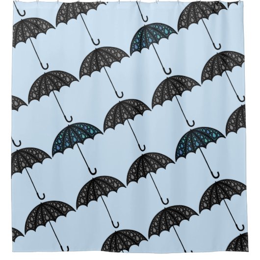 Umbrella Pattern Blue Gray Duschvorhang (Vorderseite)