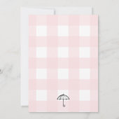 Umbrella Pink Gingham Baby Dusche Einladung (Rückseite)