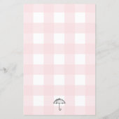 Umbrella Pink Gingham Baby Predictions Game (Rückseite)