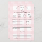 Umbrella Pink Gingham Baby Predictions Game (Vorne/Hinten)