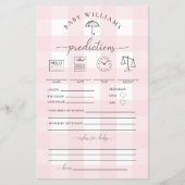 Umbrella Pink Gingham Baby Predictions Game (Vorderseite)