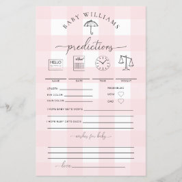 Umbrella Pink Gingham Baby Predictions Game