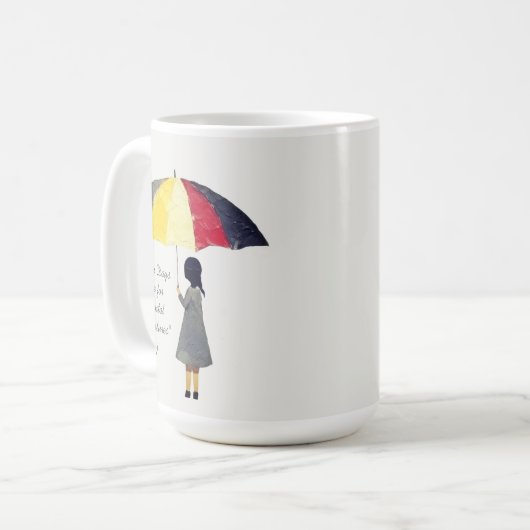 Umbrella Rainy Days Typografie Kaffeetasse (Vorderseite Links)
