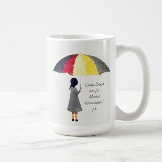 Umbrella Rainy Days Typografie Kaffeetasse (Rechts)