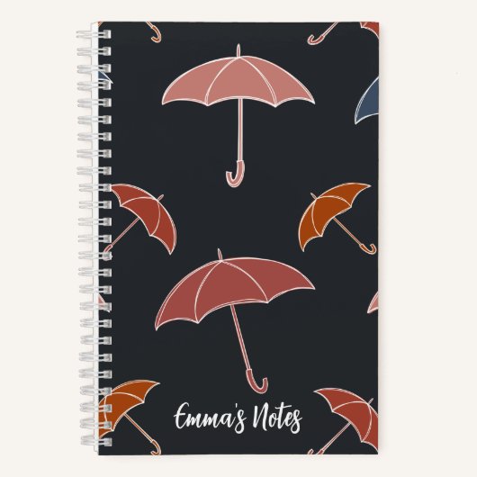 Umbrella Spiralnotebook | niedliches Herbstnoteboo Notizblock (Vorderseite)