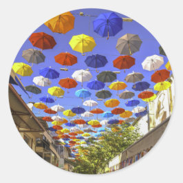 Umbrella Street Antalya Türkei Fotografie Runder Aufkleber