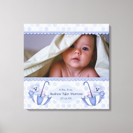 Umbrella Teddy Bear Polka Baby Canvas Print Leinwanddruck (Vorderseite)